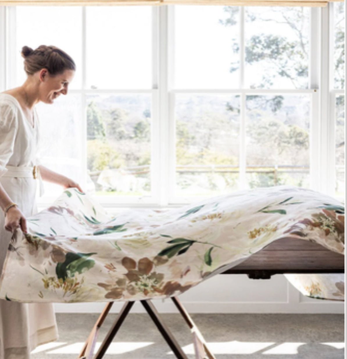Peony Study Linen Tablecloth - Bespoke Letterpress - The Flower Crate