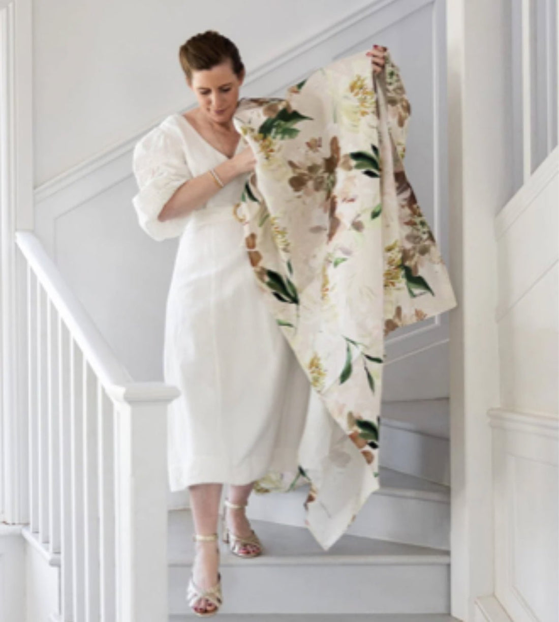 Peony Study Linen Tablecloth - Bespoke Letterpress - The Flower Crate