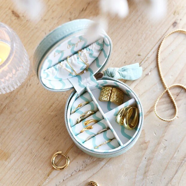 Quilted Mini Round Travel Jewellery Case - The Flower Crate