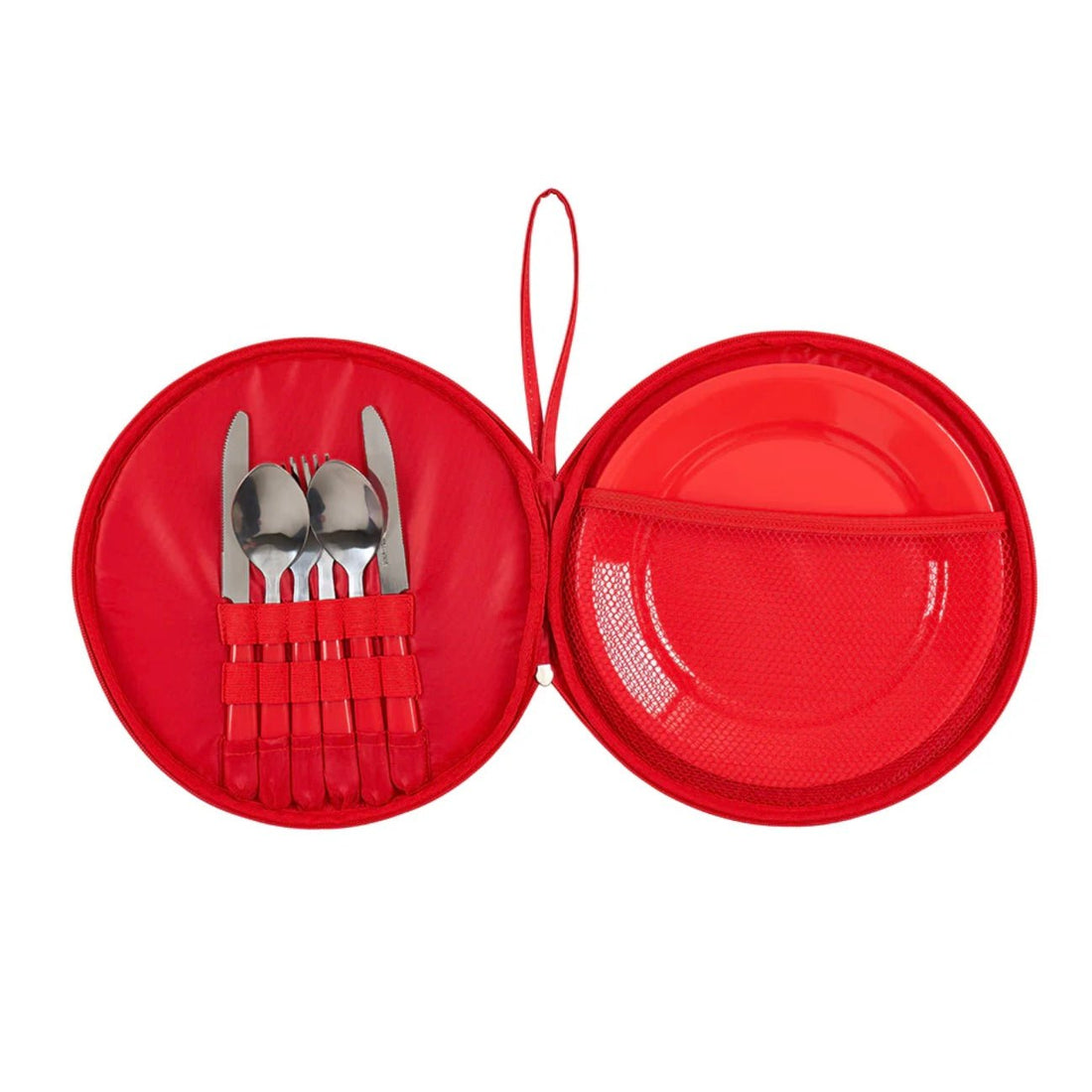 Red Stripe Round Plate Picnic Set - The Flower Crate