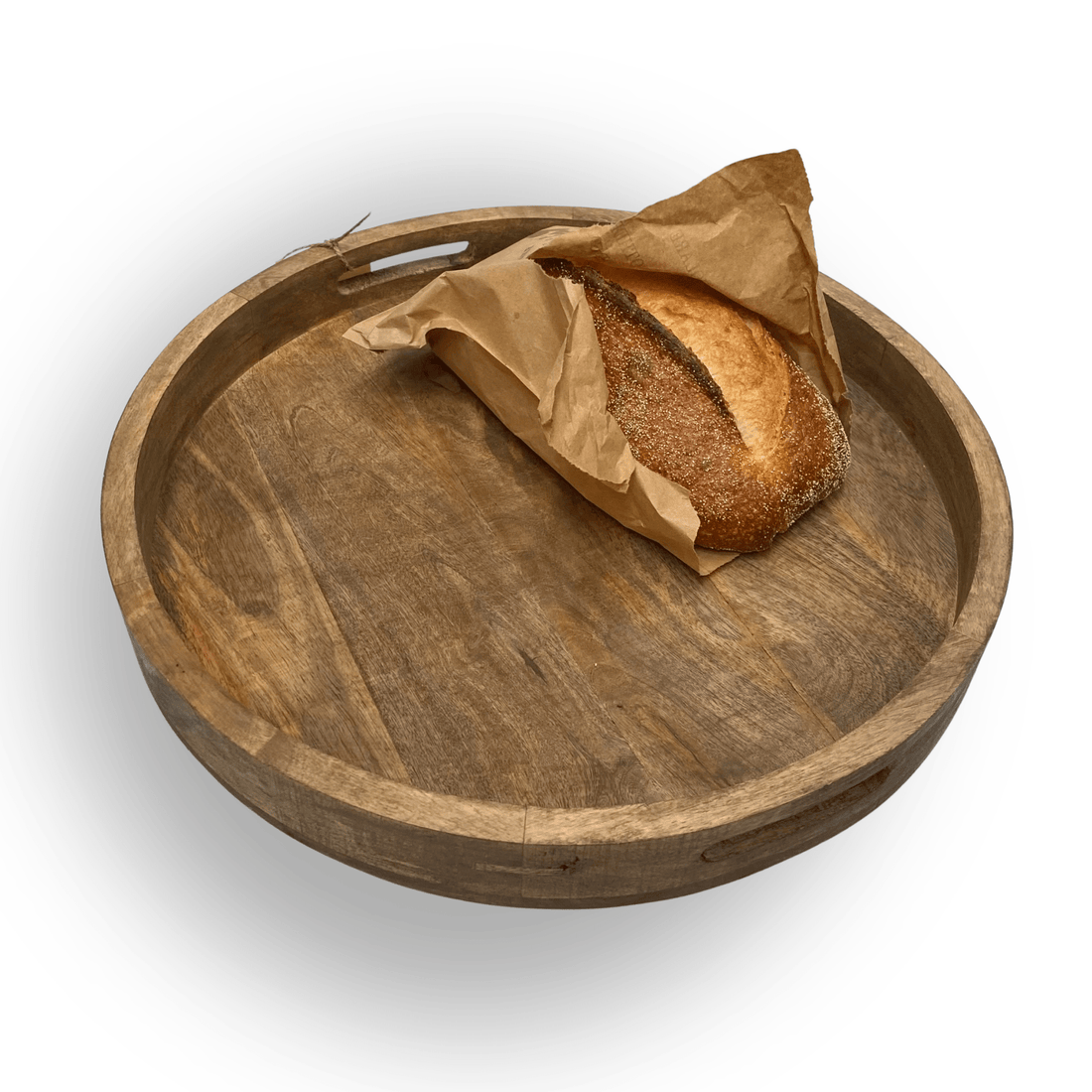Round Wooden Tray with Handles, Small - The Flower Crate