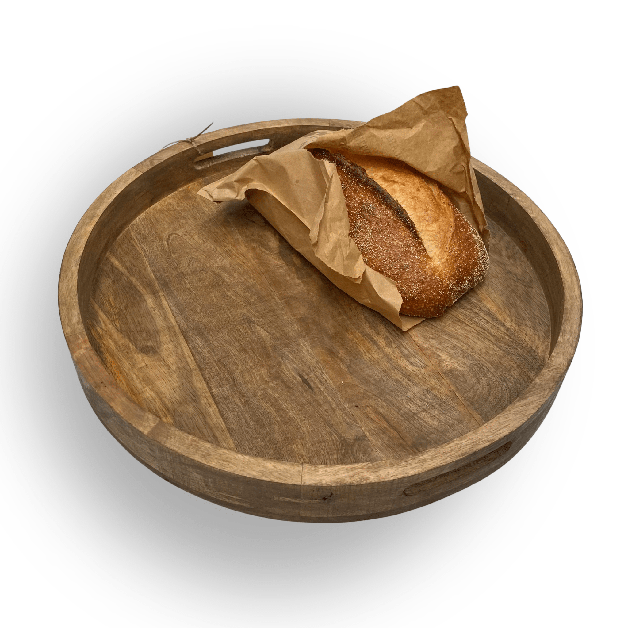 Round Wooden Tray with Handles, Small - The Flower Crate