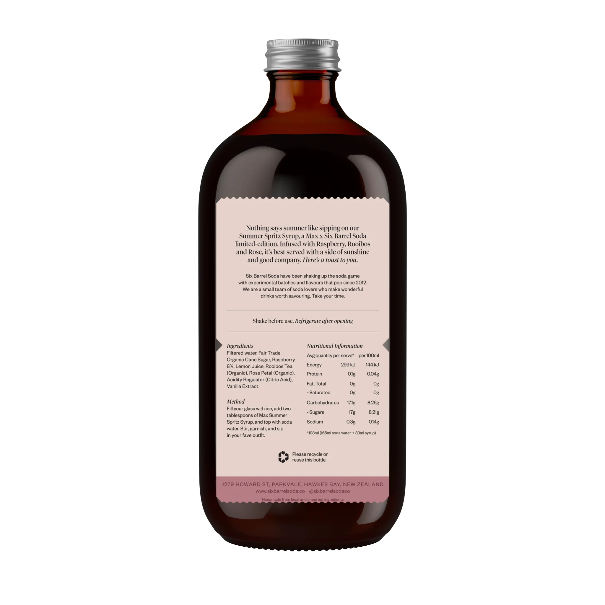 Six Barrel Soda - Raspberry & Rooibos Summer Spritz - The Flower Crate