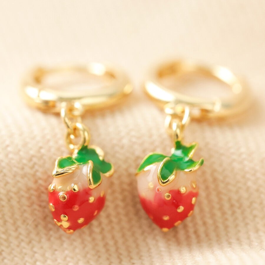 Strawberry Huggie Hoops - The Flower Crate