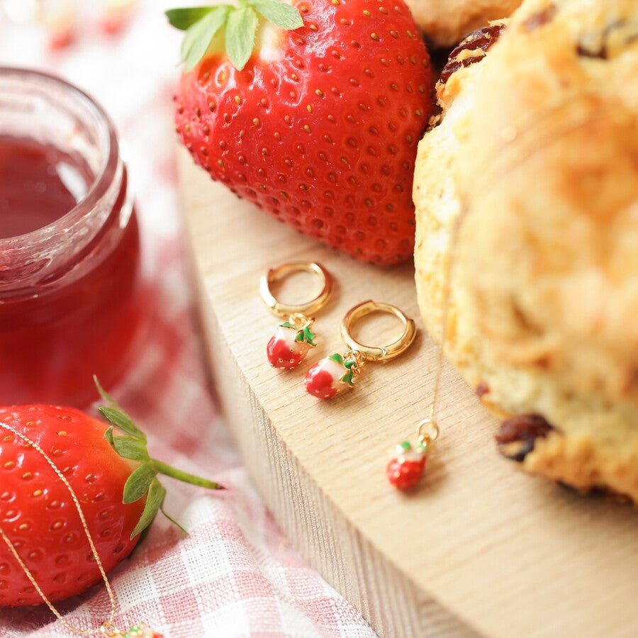 Strawberry Huggie Hoops - The Flower Crate