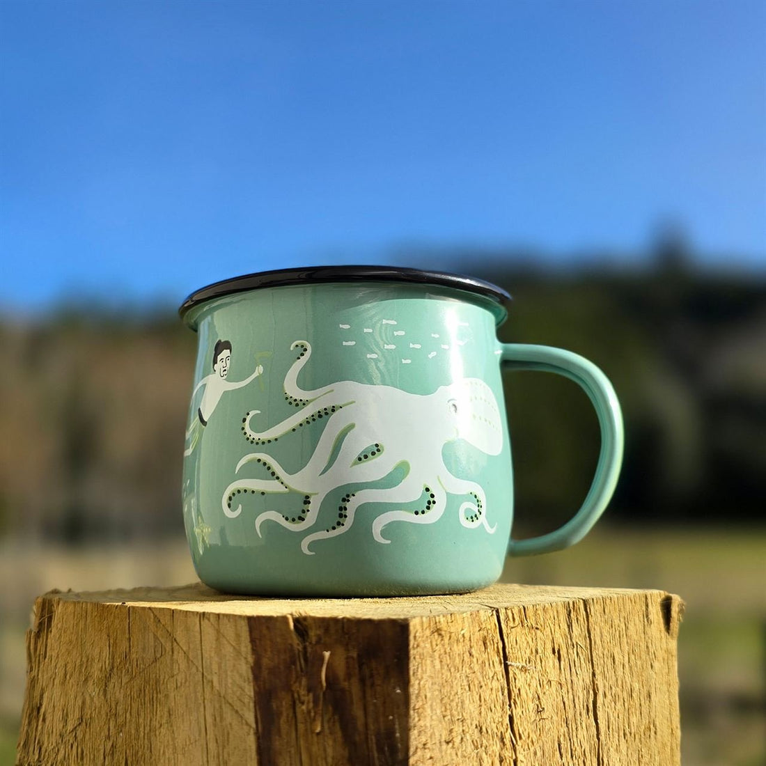 Tanya Wolfcamp Enamel Mug - Kupe and Te Wheke - The Flower Crate