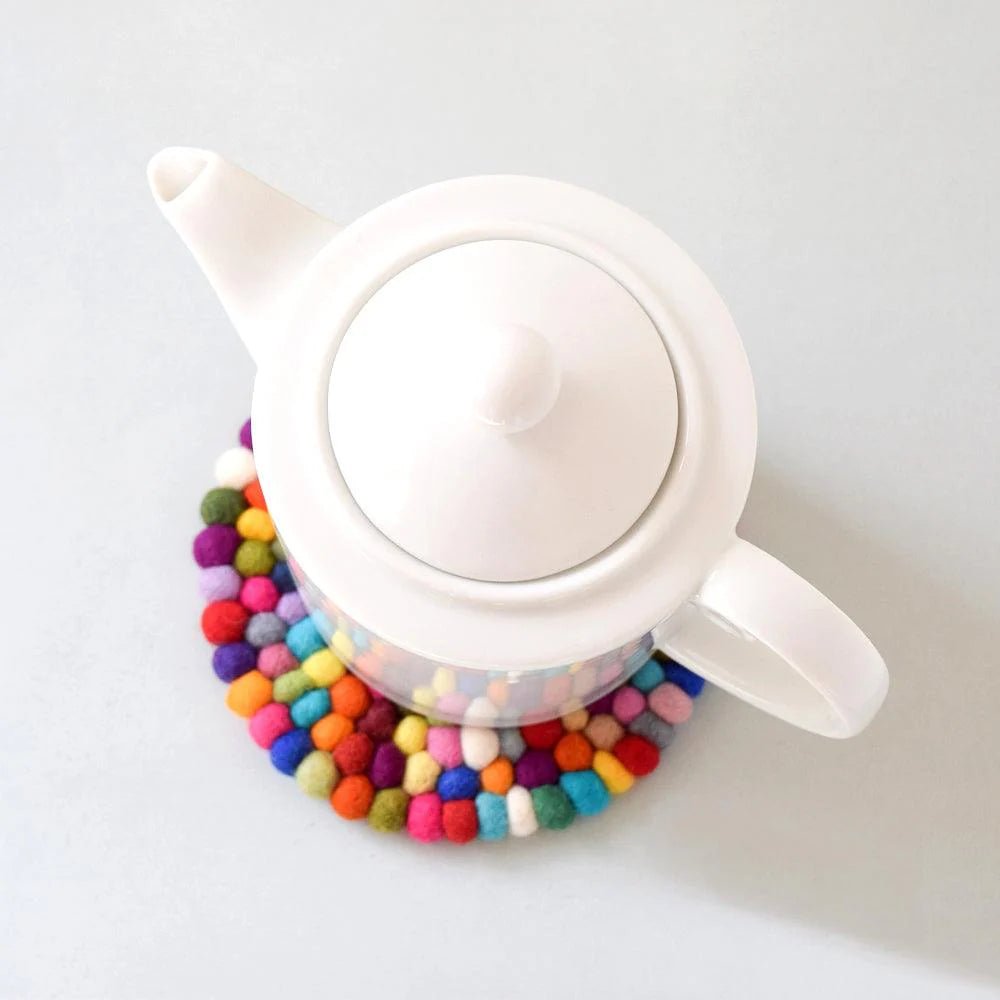 Tara Treasures - Colourful Felt Teapot Trivet, 15cm - The Flower Crate