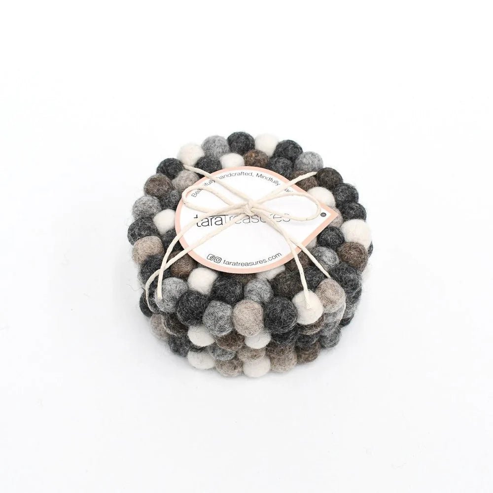 Tara Treasures - Grey Stones Felt Coaster Set - The Flower Crate