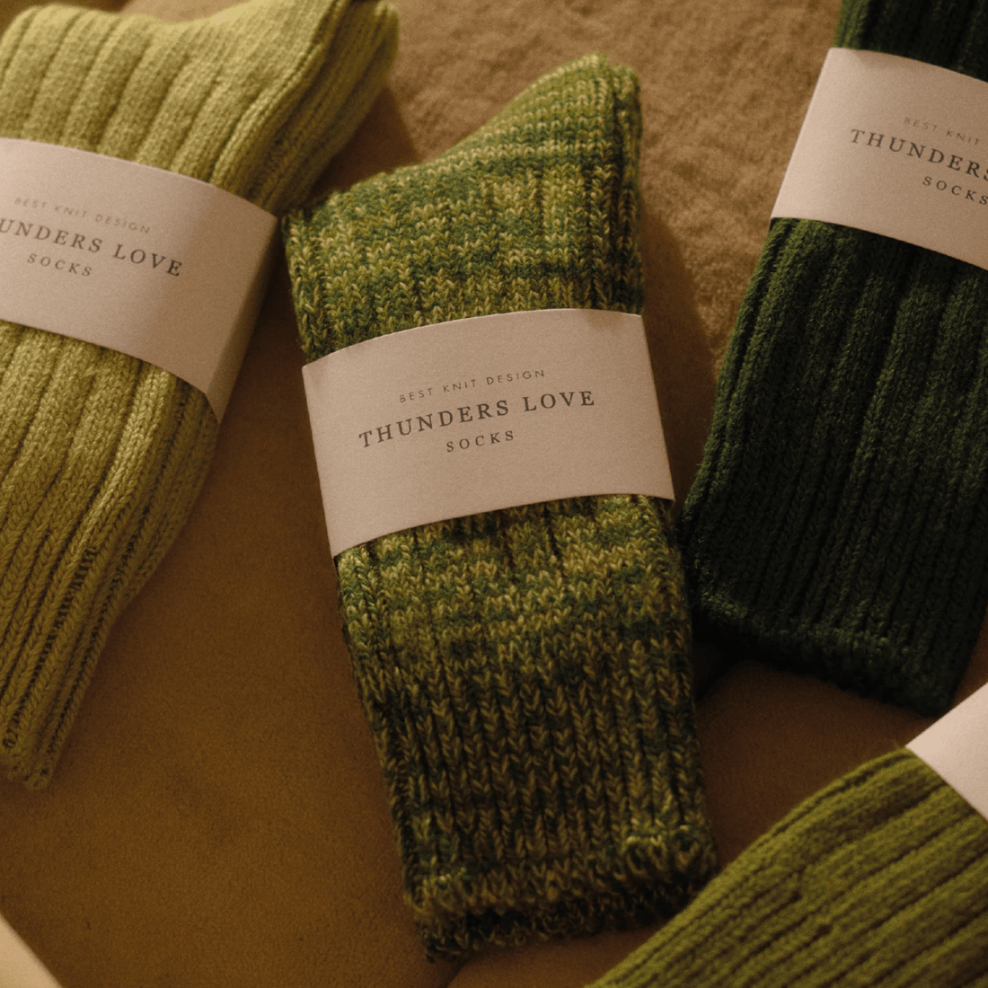 Thunders Love Socks - Soft Wool Collection, Green Mix - The Flower Crate