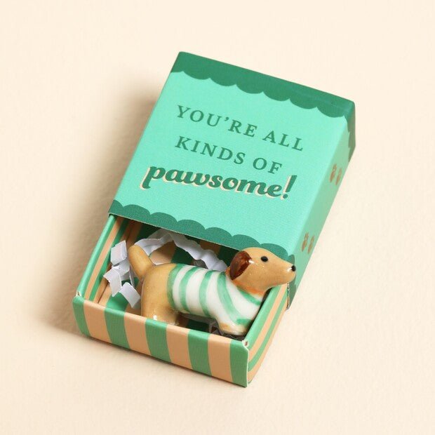 Tiny Matchbox Ceramic Sausage Dog Token - The Flower Crate