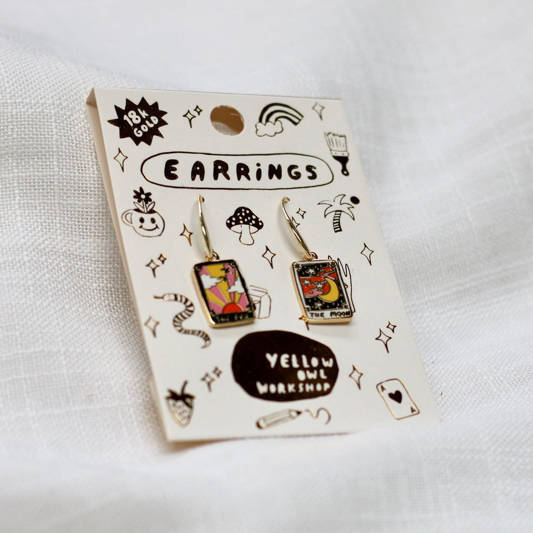 Yellow Owl Workshop - Sun & Moon Tarot Earrings - The Flower Crate