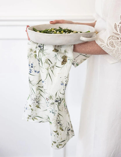 Bespoke Letterpress - A Christmas Garden Linen Tea Towel - The Flower Crate