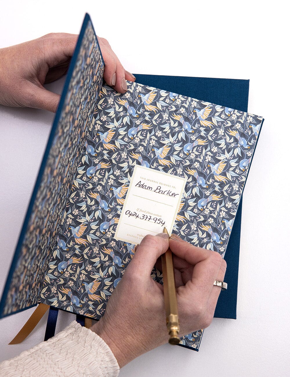 Bespoke Letterpress - Linen Bound Bullet Journal, Navy - The Flower Crate