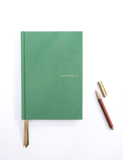 Bespoke Letterpress - Linen Bound Journal, Fern Green - The Flower Crate