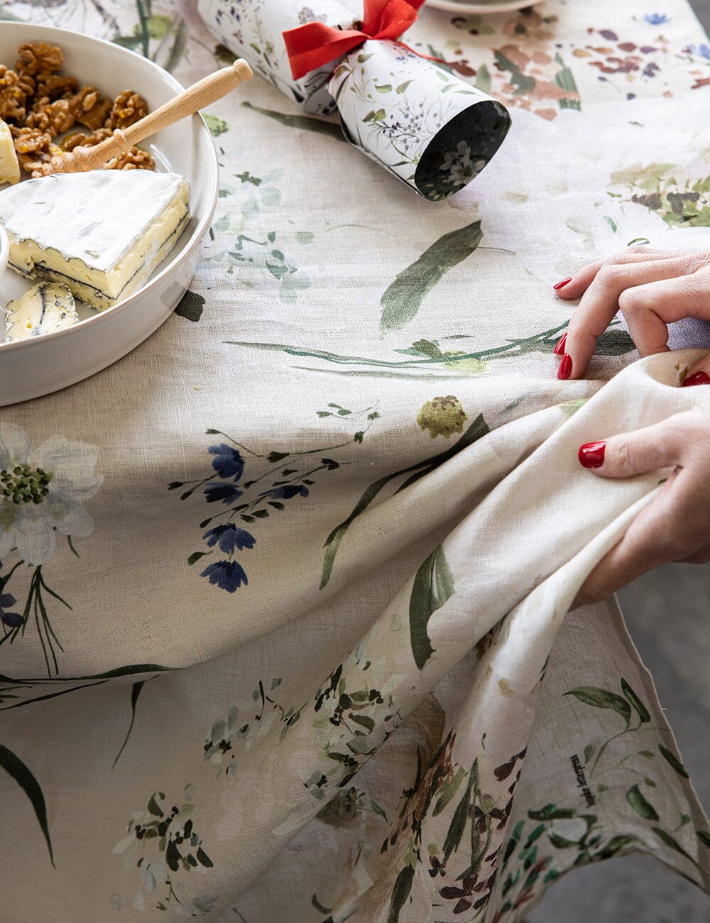 Bespoke Letterpress - Summer Peonies Linen Tablecloth - The Flower Crate