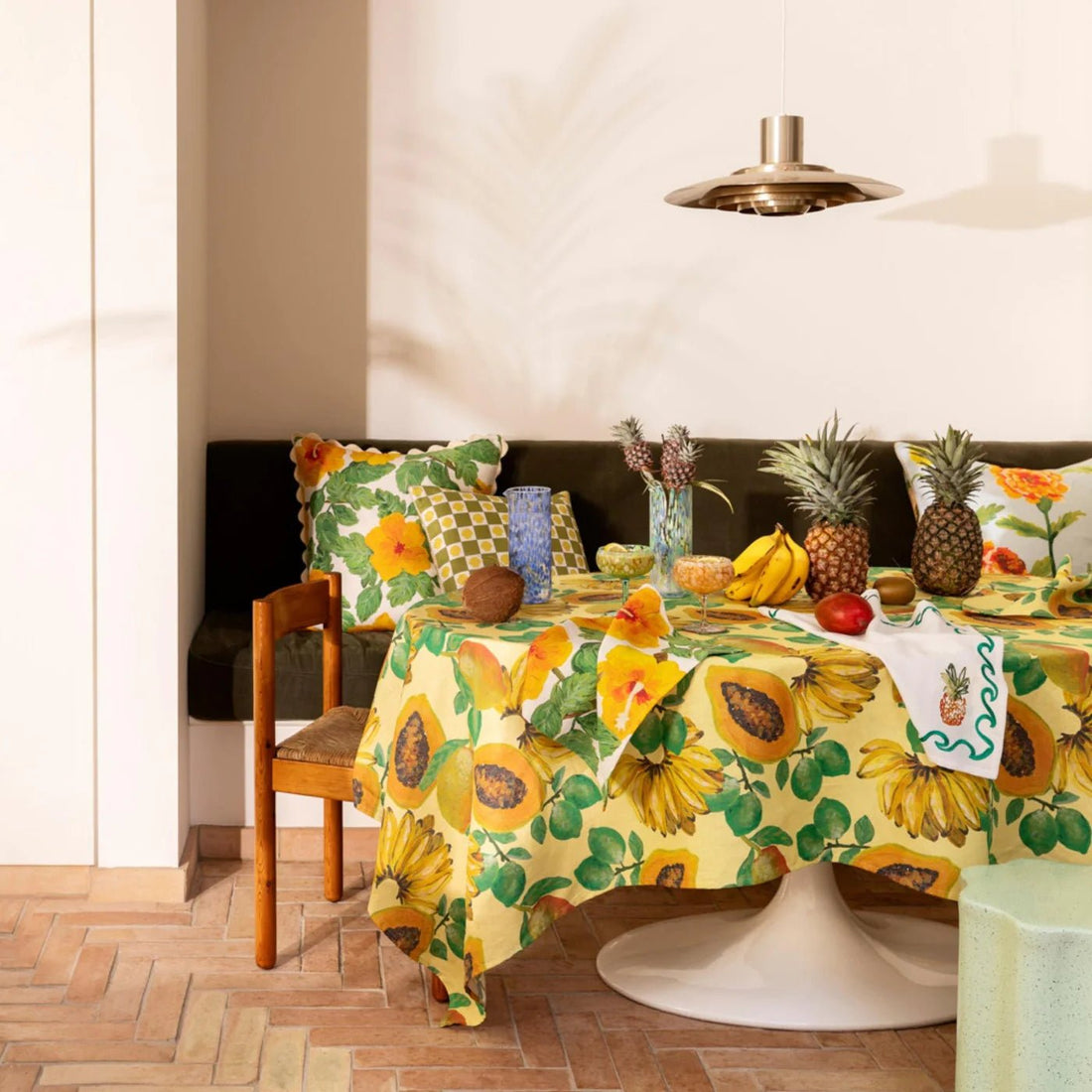 Bonnie & Neil Fruit Salad Yellow Tablecloth - The Flower Crate