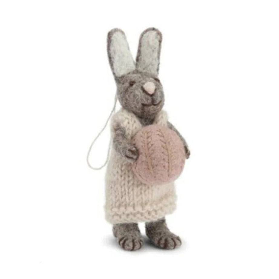 Easter Decoration Grey Bunny& Egg - The Flower Crate