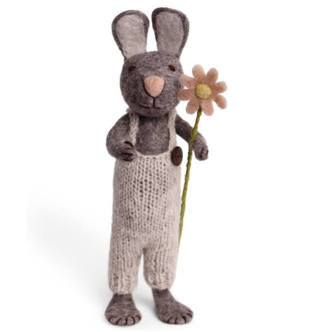 Easter Decoration Grey Bunny &amp; Flower - The Flower Crate