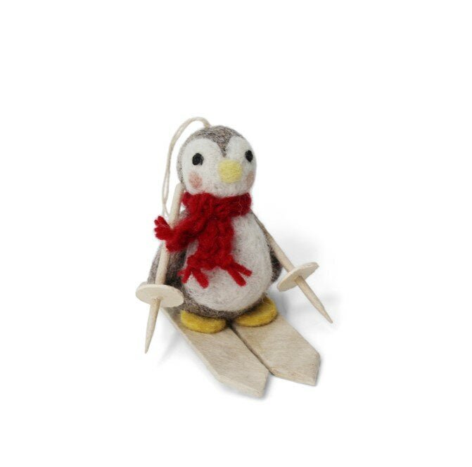 En Gry & Sif - Felt Penguin on Skis - The Flower Crate