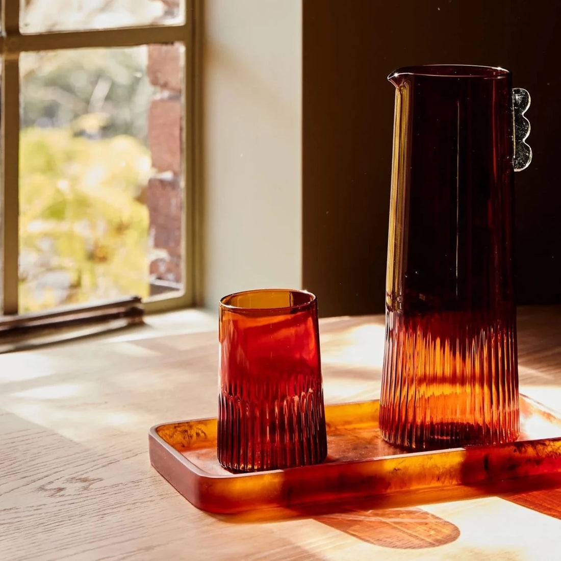Kairos Water Glass, Amber - Set 2 - The Flower Crate