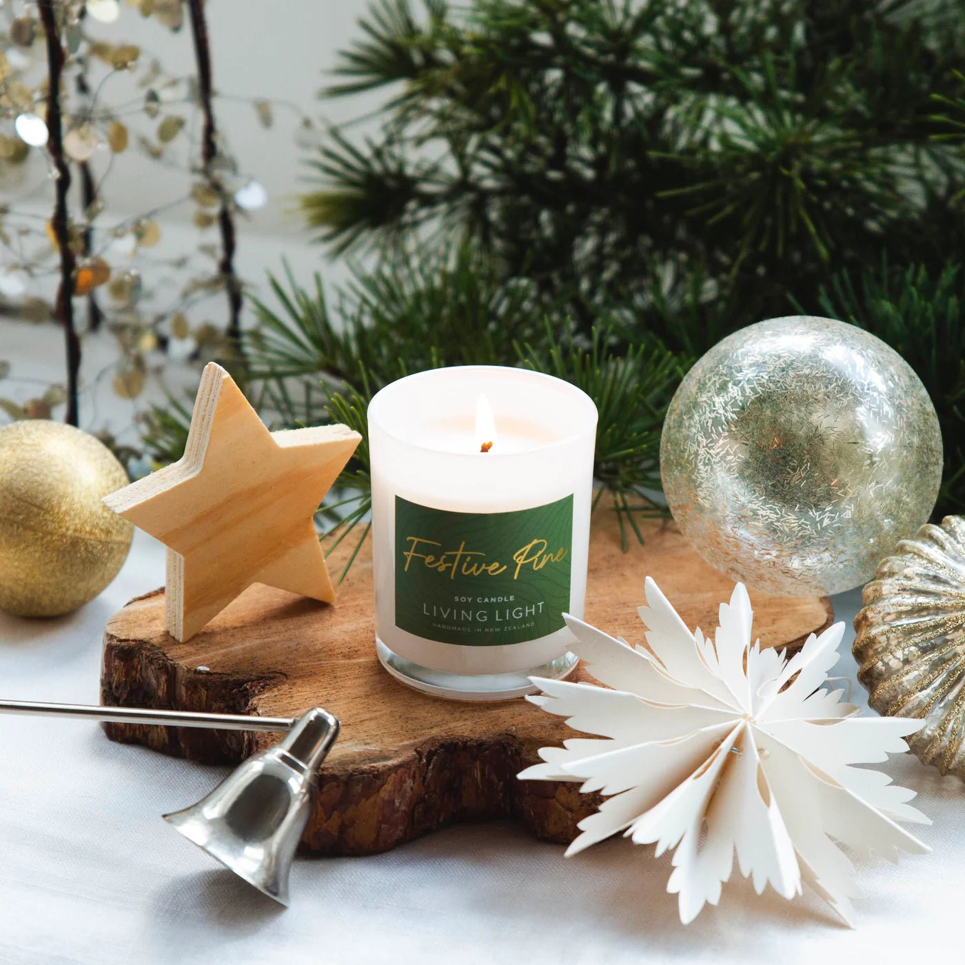 Living Light - Festive Pine Soy Candle - The Flower Crate
