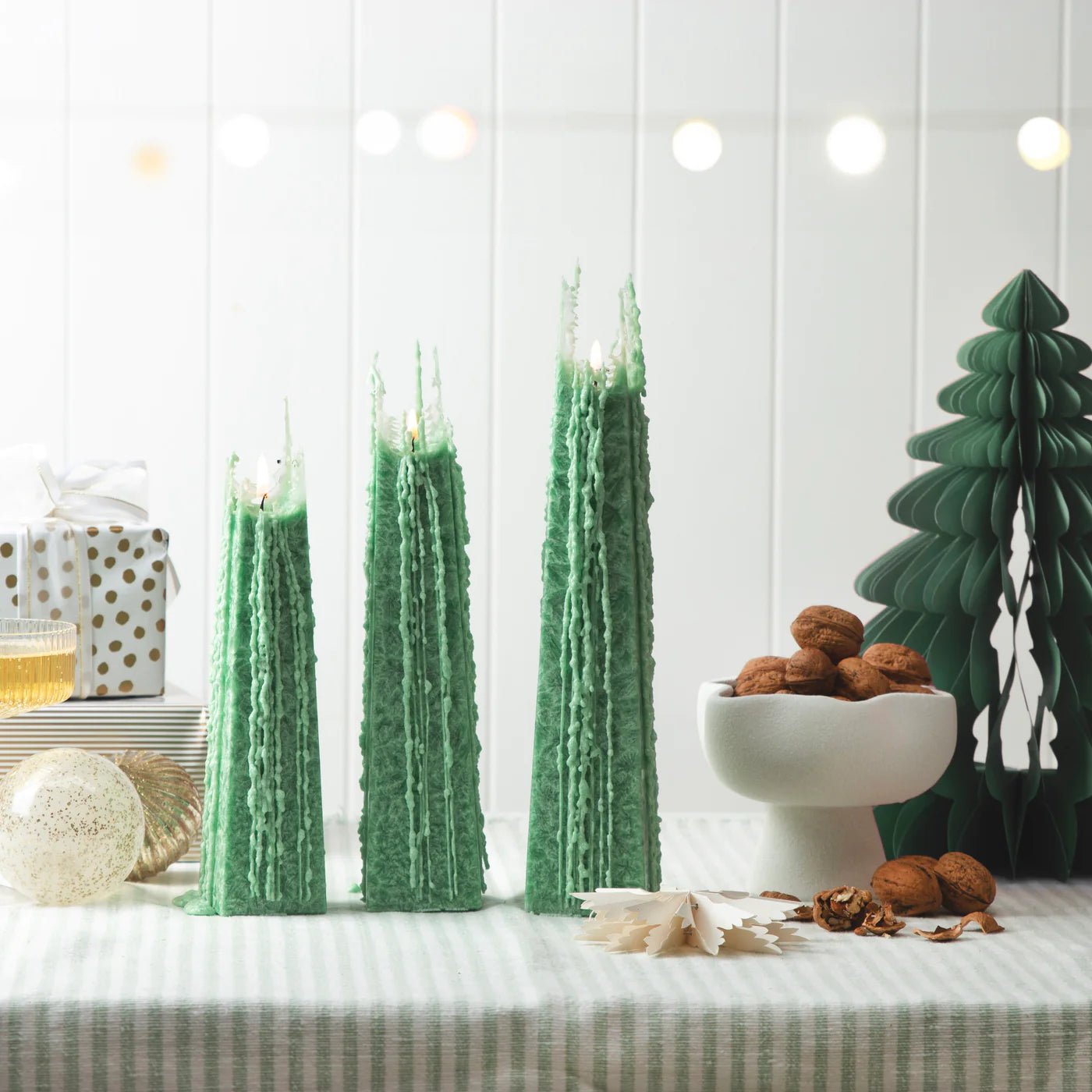 Living Light Icicle Candle - Festive Pine - The Flower Crate