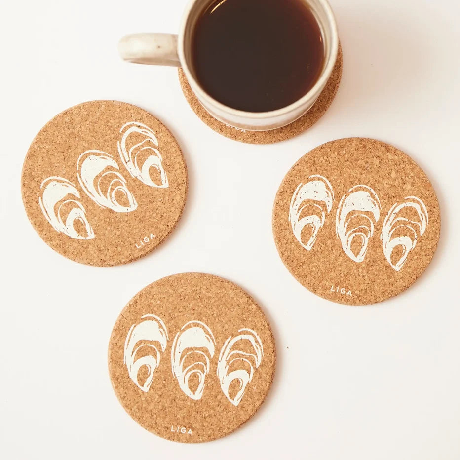 Liga - Natural Cork Coasters, Oyster