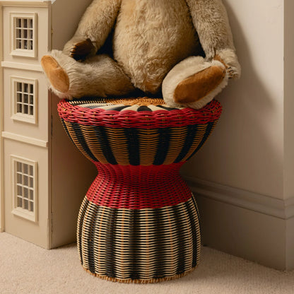 Maegen - Woven Accent Table, Red &amp; Cream