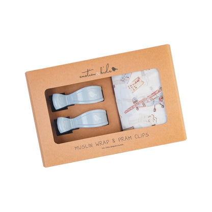 Emotion &amp; Kids - Vintage Transport Muslin Wrap + Pram Clip Set