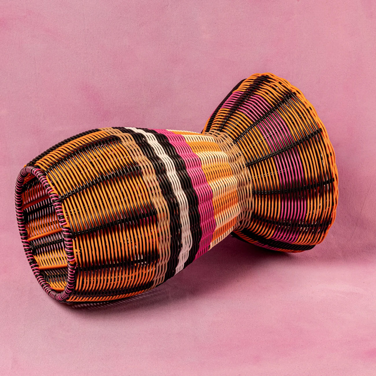 Maegen - Woven Accent Table, Pink &amp; Orange