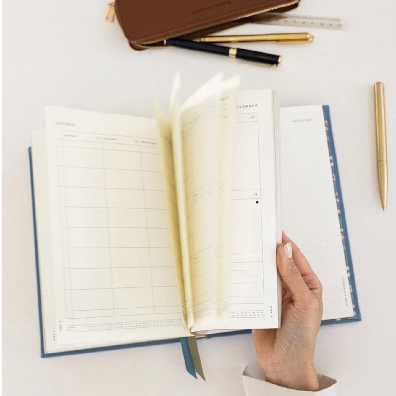 Bespoke Letterpress - 2027 Teachers Desktop Planner, Pembroke Blue