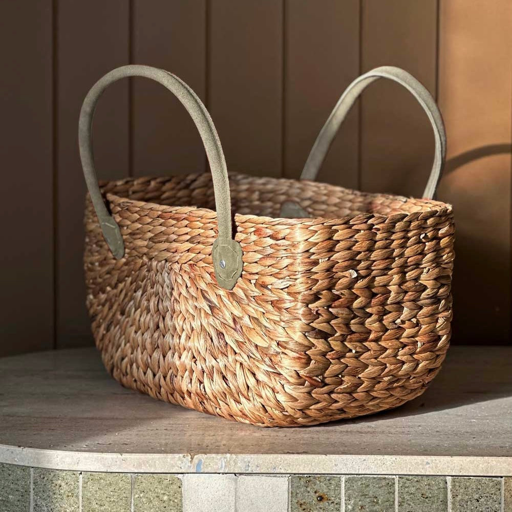 Large Hyacinth Market Basket, Forest Green