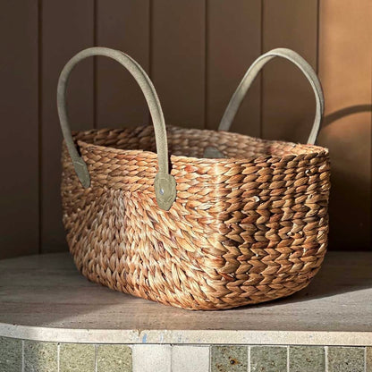 Large Hyacinth Market Basket, Forest Green