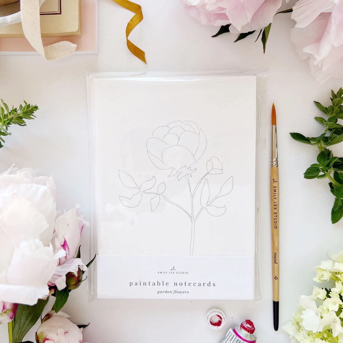 Emily Lex Studio - Garden Flowers Paintable Notecards