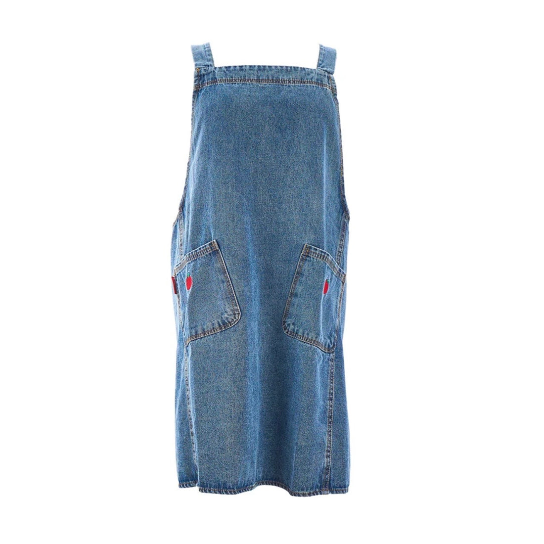 Denim Apron With Apple Embroidery