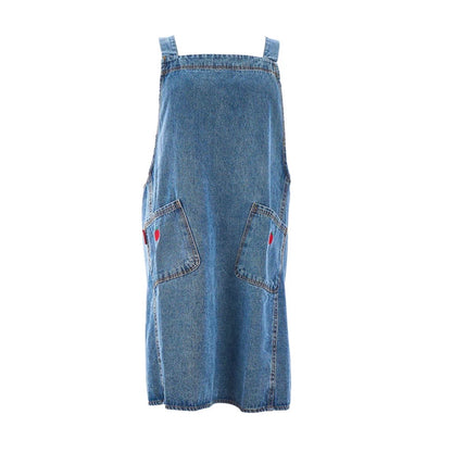 Denim Apron With Apple Embroidery