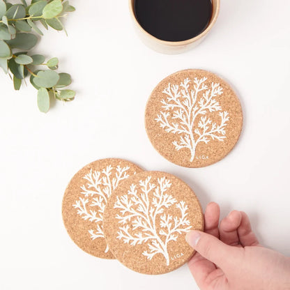 Liga - Natural Cork Coasters, Coral