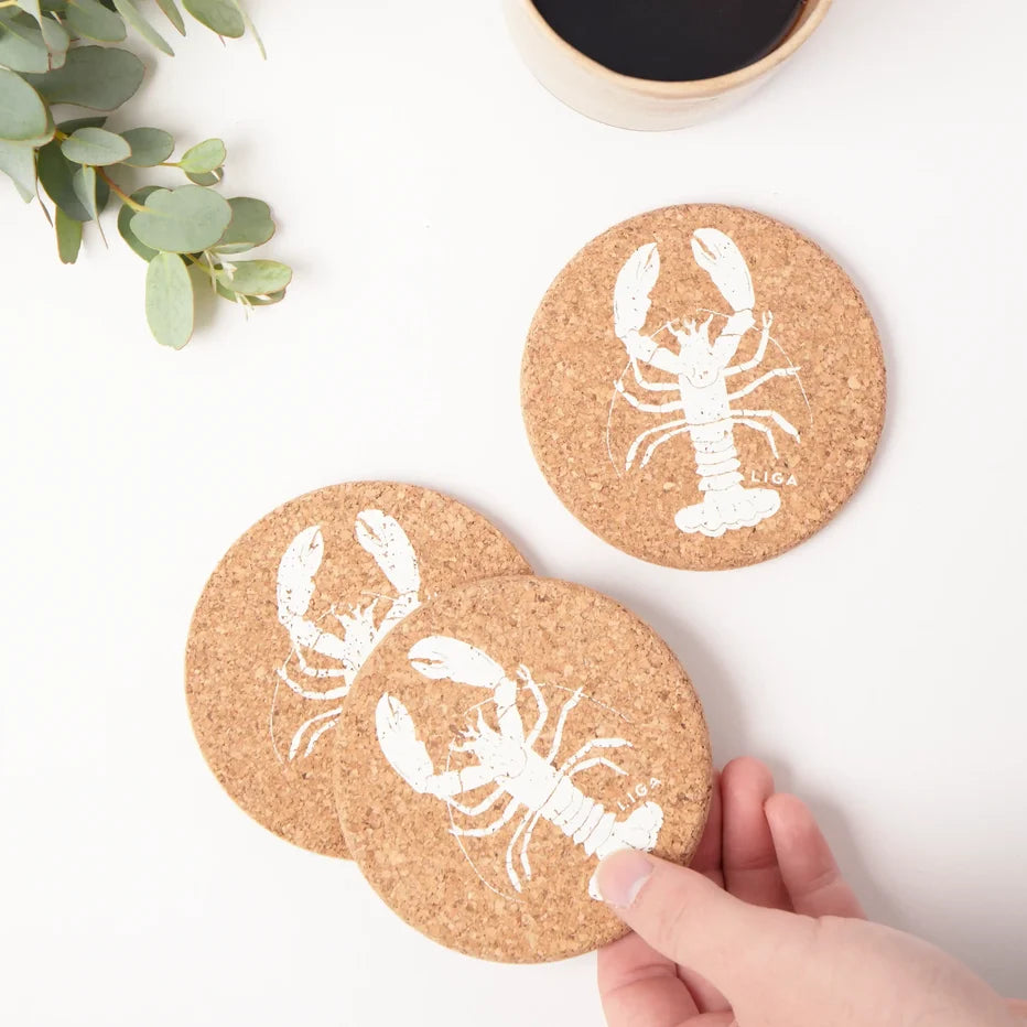 Liga - Natural Cork Coasters, Lobster