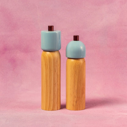 Maegen - Salt &amp; Pepper Grinder, Light Blue &amp; Burgundy