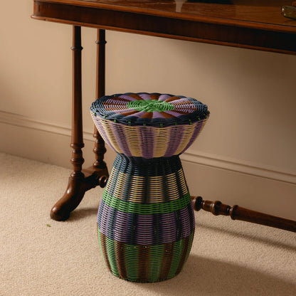 Maegen - Woven Accent Table, Lilac &amp; Brown
