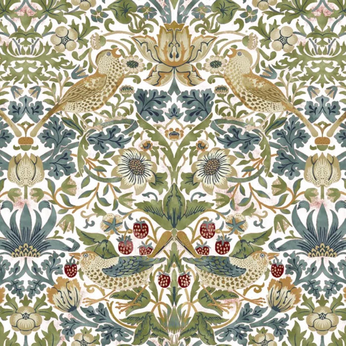 William Morris - White Strawberry Thief Luncheon Napkins