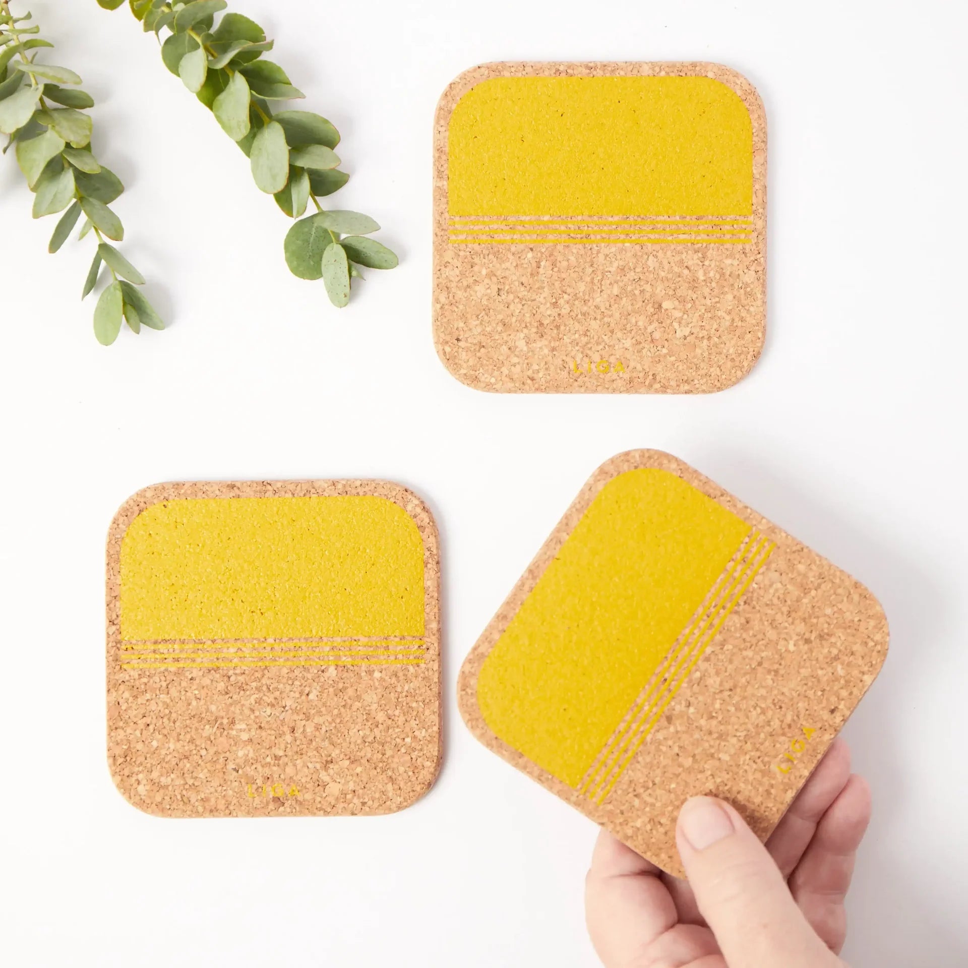 Natural Cork Coasters - Beach Yellow