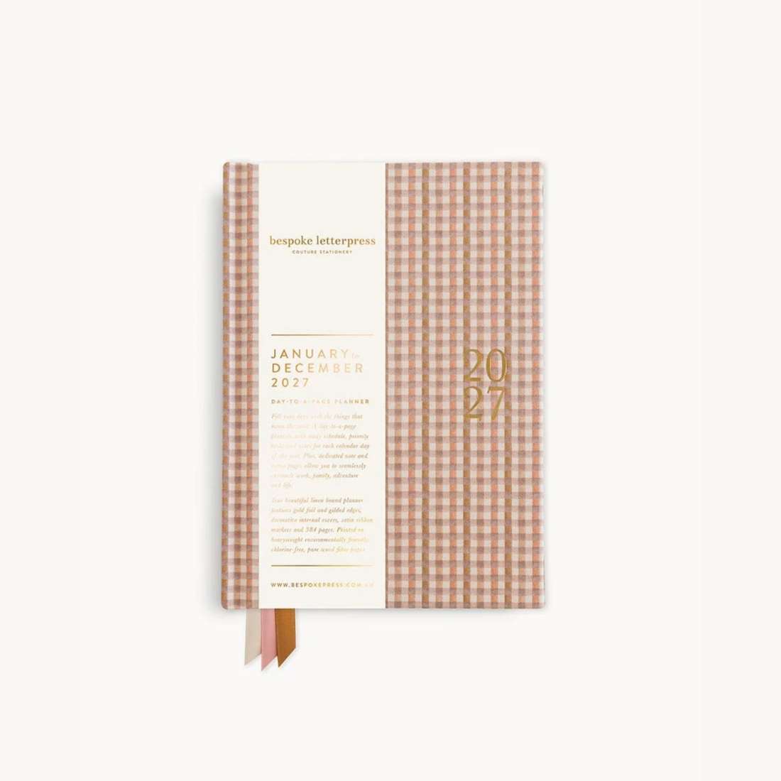 Bespoke Letterpress - 2027 Day to Page Small Planner, Primrose Gingham