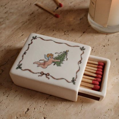Ceramic Matchbox - Angel &amp; Tree