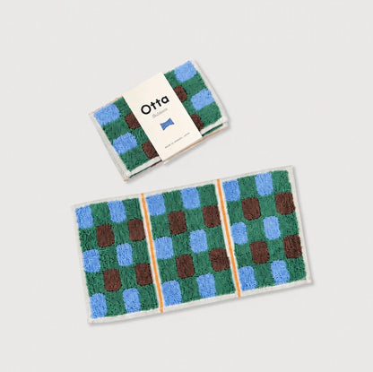 Tanaka Industries Inc - Otta Compact Face Towel, Green Check