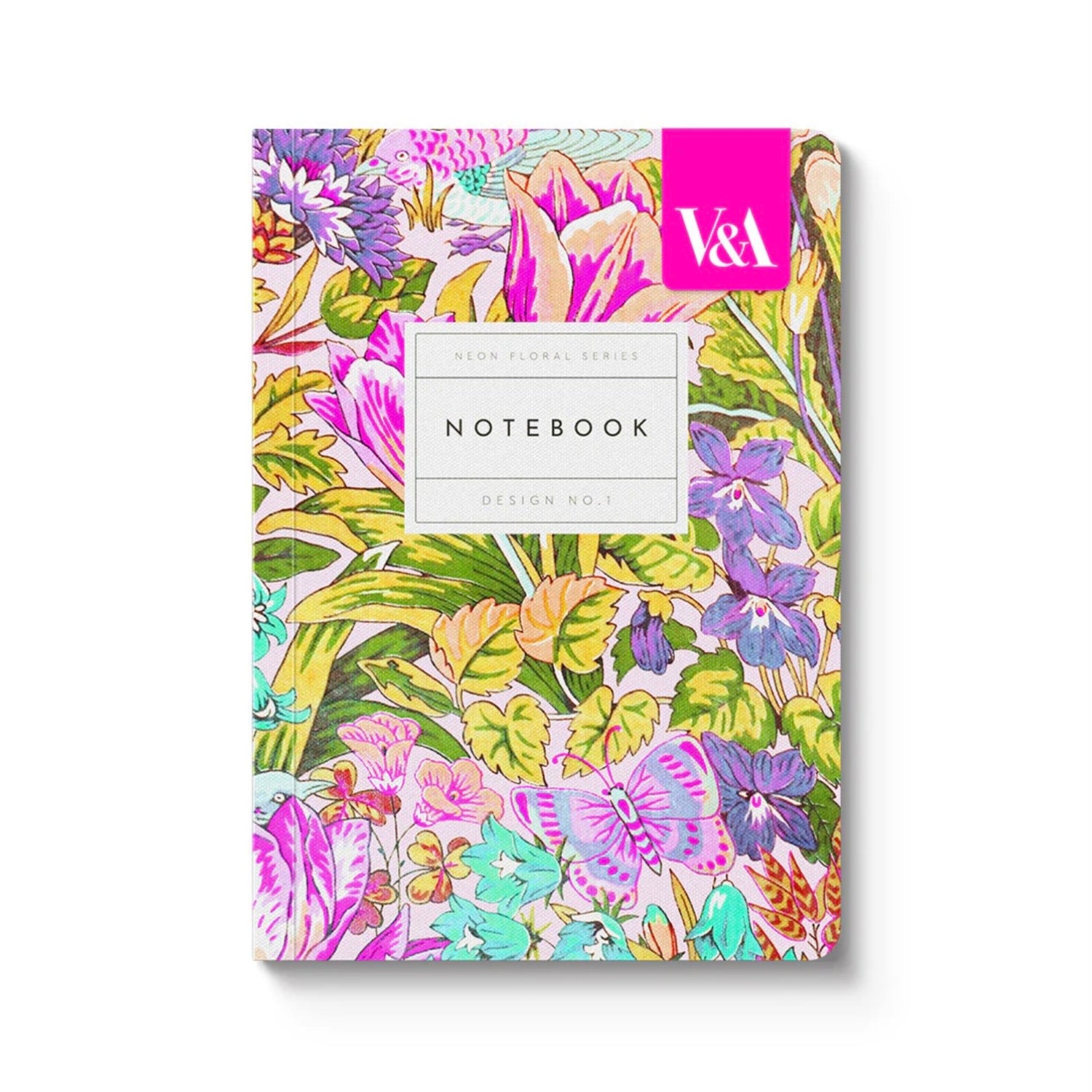 V&amp;A - A6 Soft Cover Notebook, Neon Floral Mawson Tulip