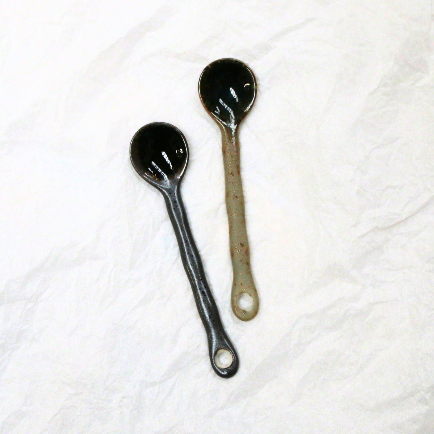 Green Crystal Porcelain Spoon