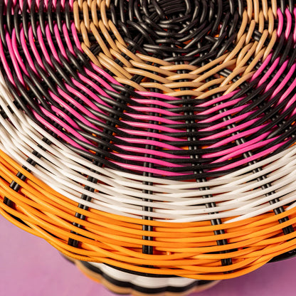 Maegen - Woven Accent Table, Pink &amp; Orange