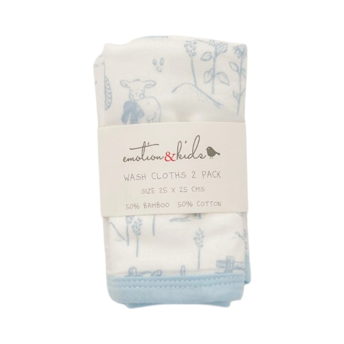 Emotion &amp; Kids - Blue Vintage Farm Baby Washcloths