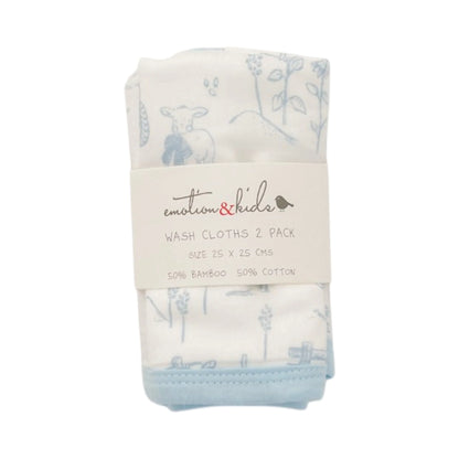 Emotion &amp; Kids - Blue Vintage Farm Baby Washcloths